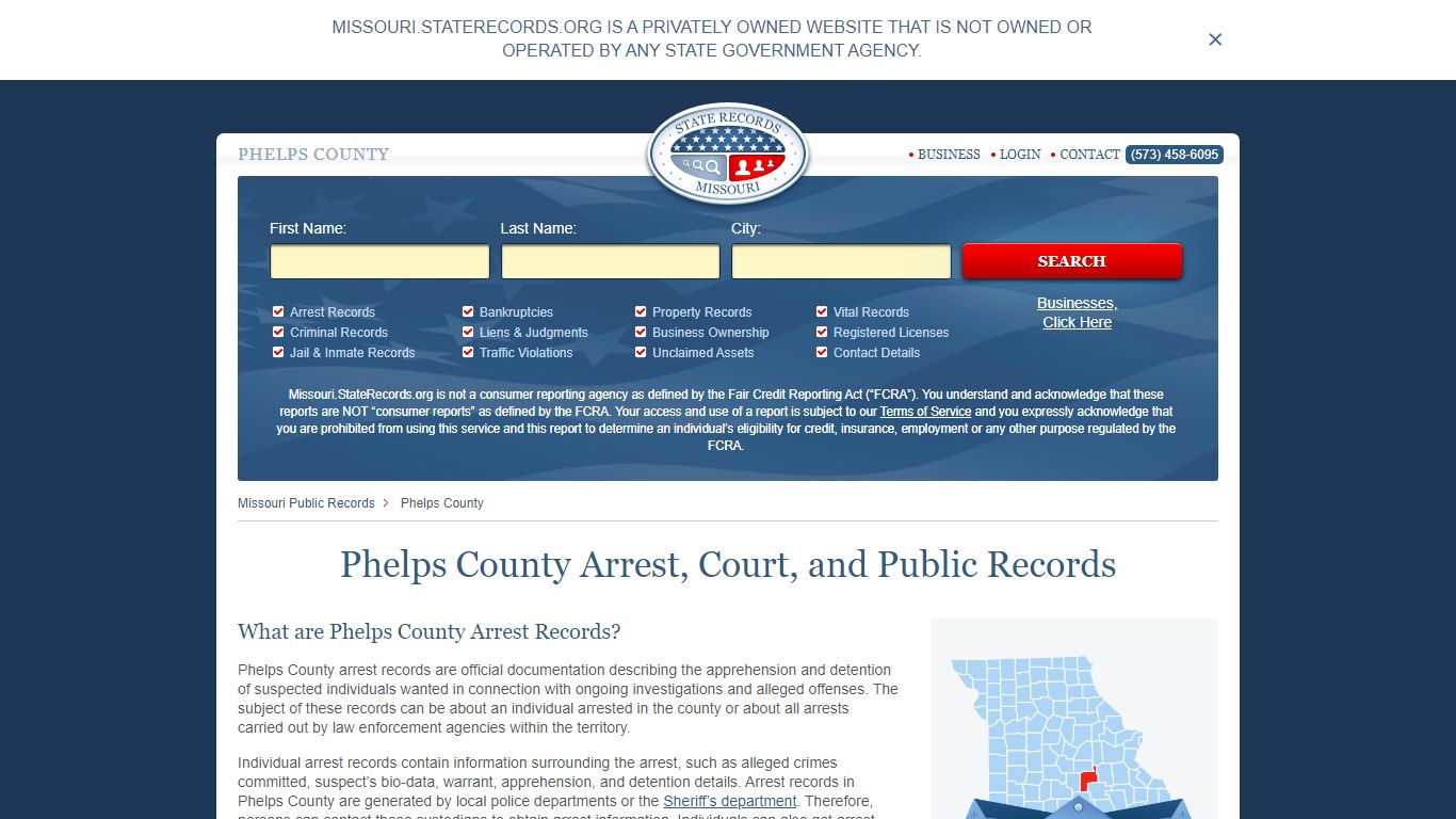Phelps County Arrest, Court, and Public Records
