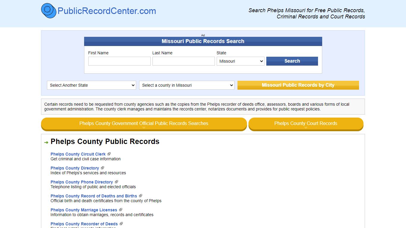 Phelps County Missouri Free Public Records - Court Records - Criminal ...